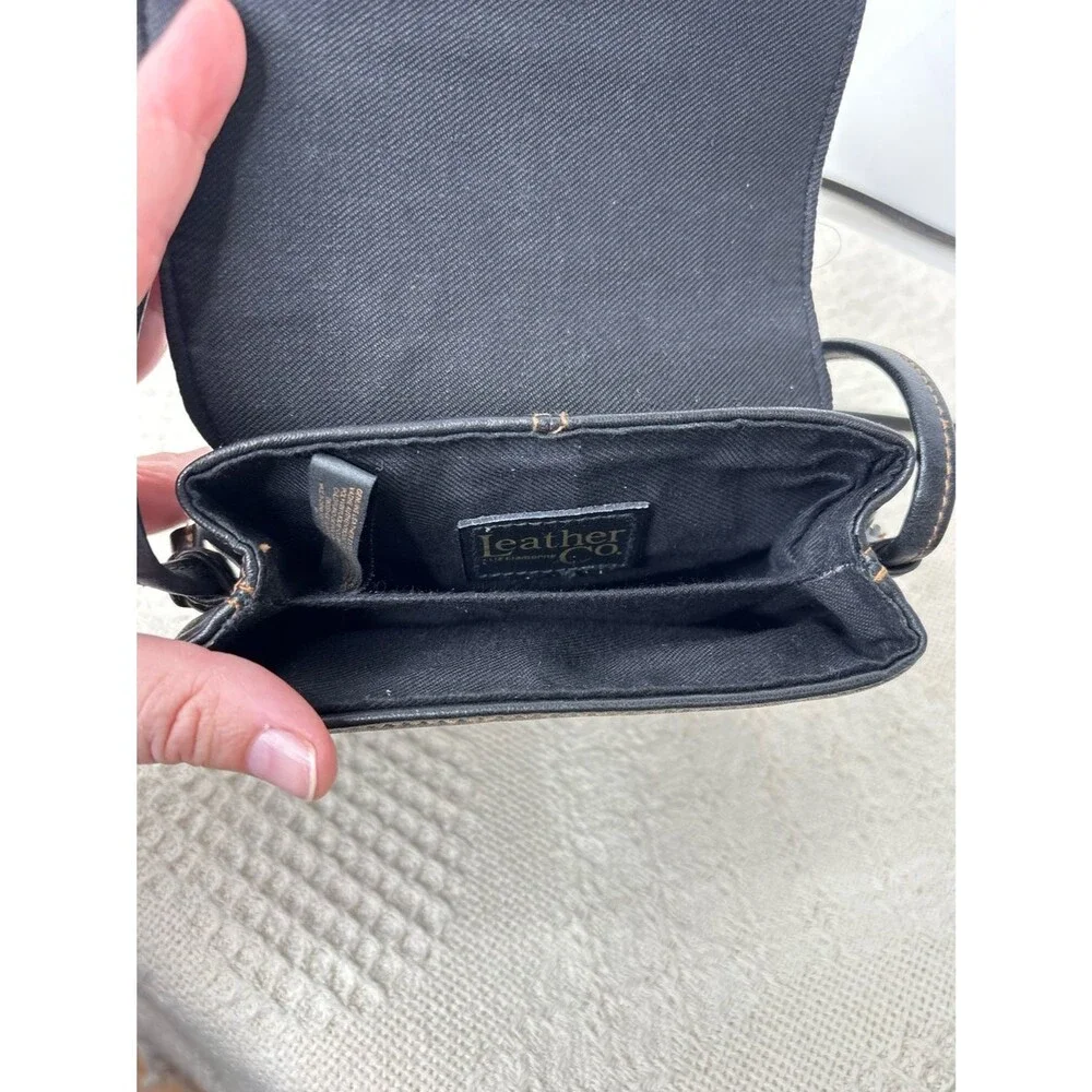 90s Vintage Liz Claiborne Leather Co Dark Gray Pocket Bag Flap Crossbody Purse